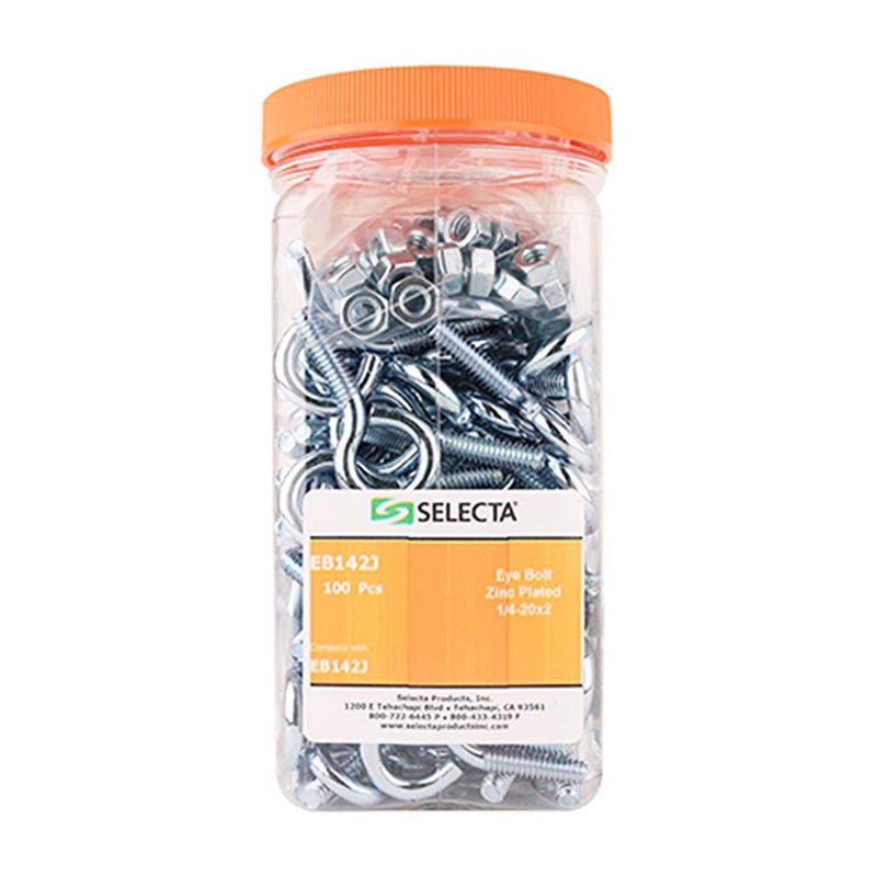 Selecta Steel 1-1/4-20 x 2 Eye Bolts with Hex Nuts, 100 - Image 1
